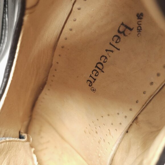 STUDIO BELVEDERE Black Bay Bridge Lace Up Pebbled Leather Shoes Brazil 10 EEE